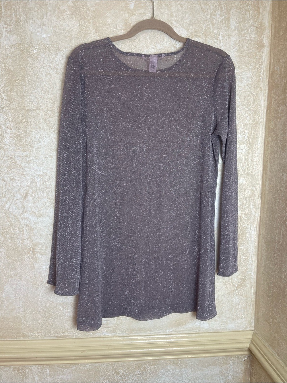 Victoria's Secret Y2K Metallic Shimmer Sheer Mesh Long Sleeve Top Silver L - Picture 5 of 9